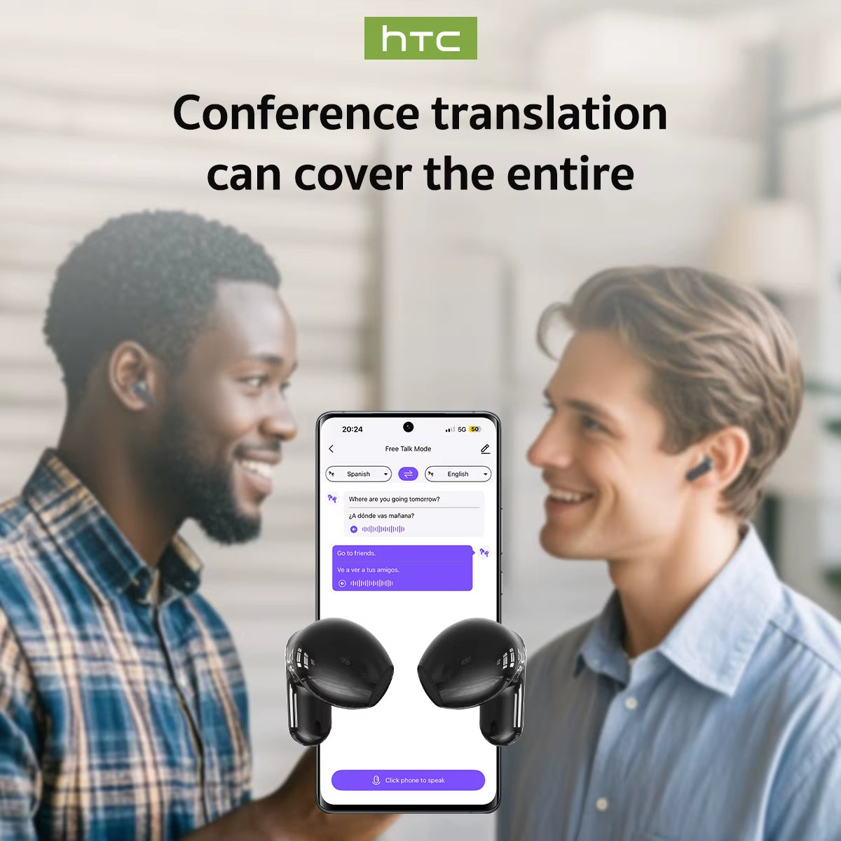 Translator  NE20 New Bluetooth 6.0 Wireless Headphones Translation Earphones IPX4 Waterproof Rating Long Battery Life